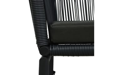 bistrosæt 3 dele med hynder PVC-rattan sort - Sort - Havemøbler - Udendørsgruppe - Cafesæt