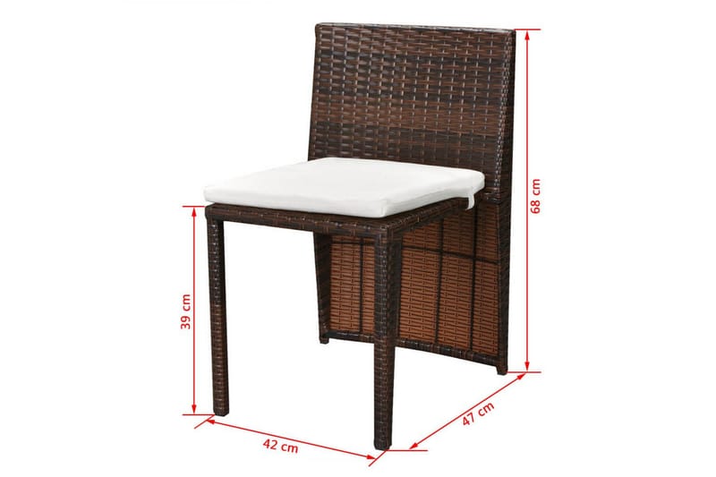 Bistrosæt 3 Dele Med Hynder Polyrattan Brun - Brun - Havemøbler - Udendørsgruppe - Cafesæt