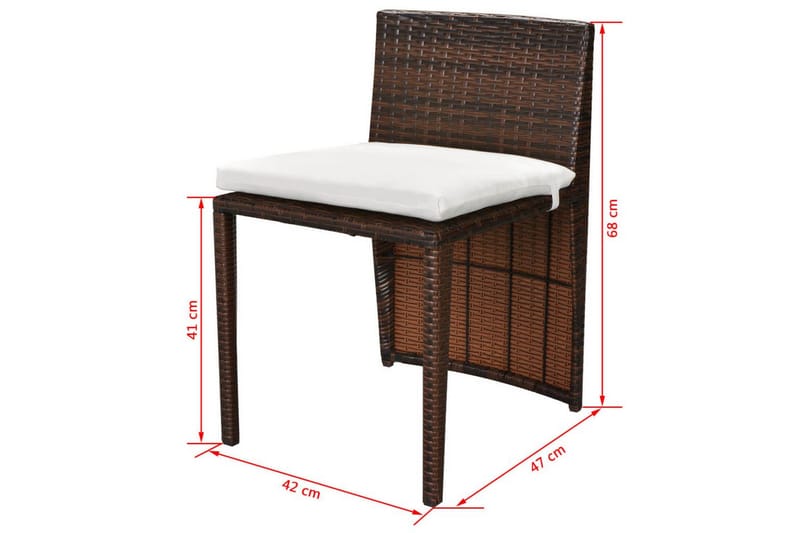 Bistrosæt 3 Dele Med Hynder Polyrattan Brun - Brun - Havemøbler - Udendørsgruppe - Cafesæt