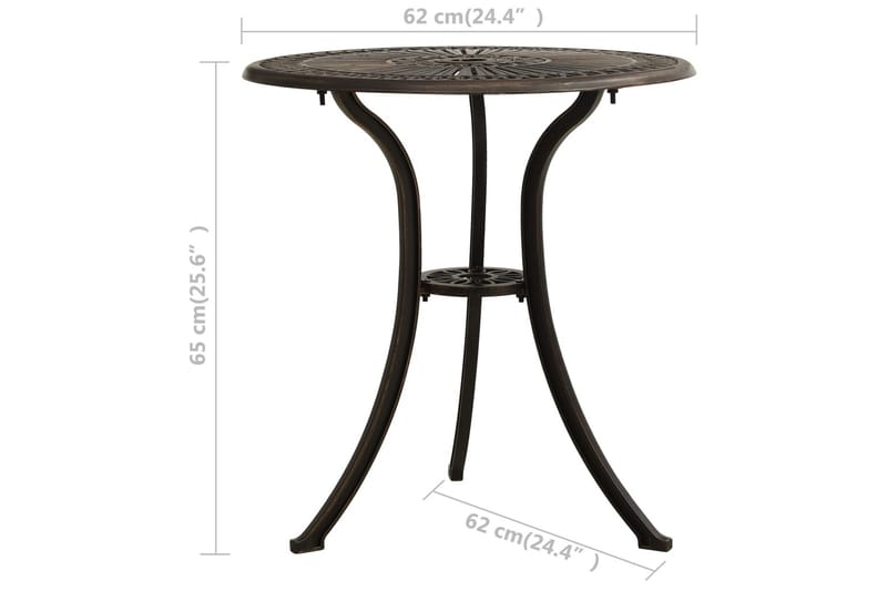 Bistrosæt 3 Dele Støbt Aluminium Bronzefarvet - Brun - Havemøbler - Udendørsgruppe - Cafesæt