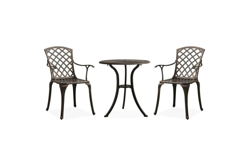 Bistrosæt 3 Dele Støbt Aluminium Bronzefarvet - Brun - Havemøbler - Udendørsgruppe - Cafesæt