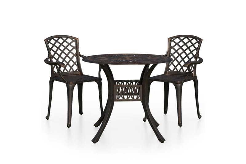 bistrosæt 3 dele støbt aluminium bronzefarvet - Brun - Havemøbler - Udendørsgruppe - Cafesæt