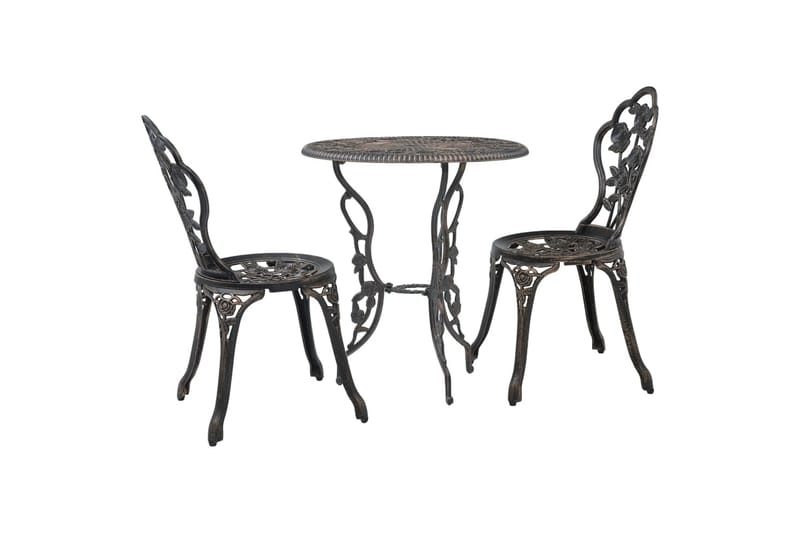 bistrosæt 3 dele støbt aluminium - Brun - Havemøbler - Udendørsgruppe - Cafesæt