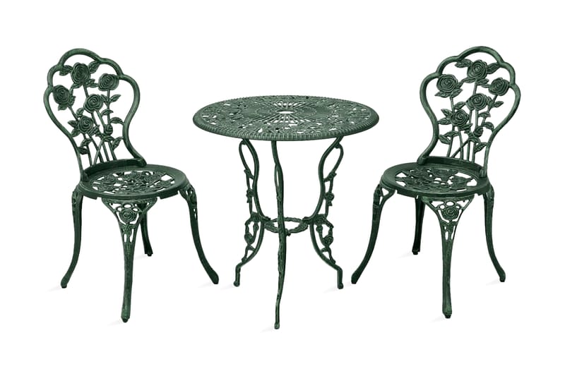 Bistrosæt 3 Dele Støbt Aluminium Grøn - Grøn - Havemøbler - Udendørsgruppe - Cafesæt