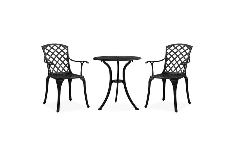 Bistrosæt 3 Dele Støbt Aluminium Sort - Sort - Havemøbler - Udendørsgruppe - Cafesæt