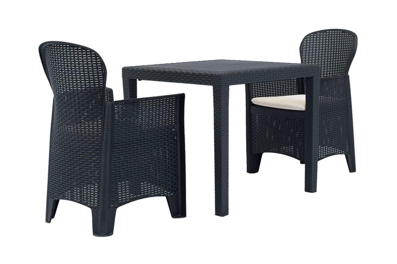 Bistrosæt 3 Dele Plastik Rattan-Look Antracitgrå - Grå - Havemøbler - Udendørsgruppe - Cafesæt