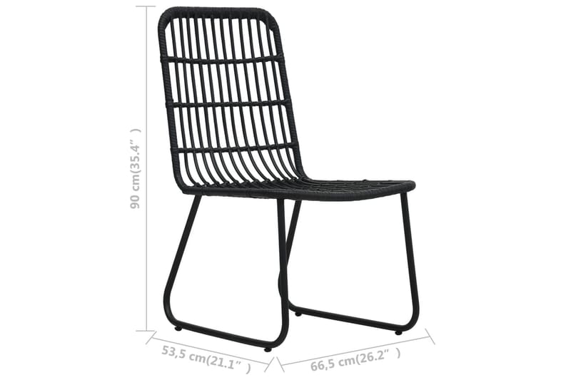 Bistrosæt 3 Dele Polyrattan Sort - Sort - Havemøbler - Udendørsgruppe - Cafesæt