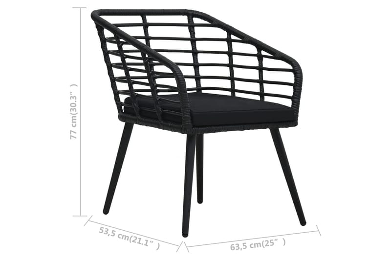 Bistrosæt 3 Dele Polyrattan Sort - Sort - Havemøbler - Udendørsgruppe - Cafesæt