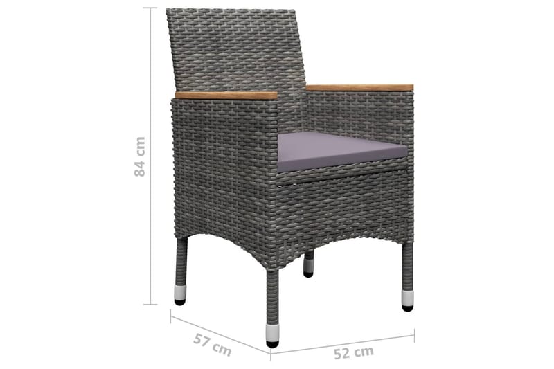 bistrosæt 3 dele polyrattan og akacietræ grå - Grå - Havemøbler - Udendørsgruppe - Cafesæt