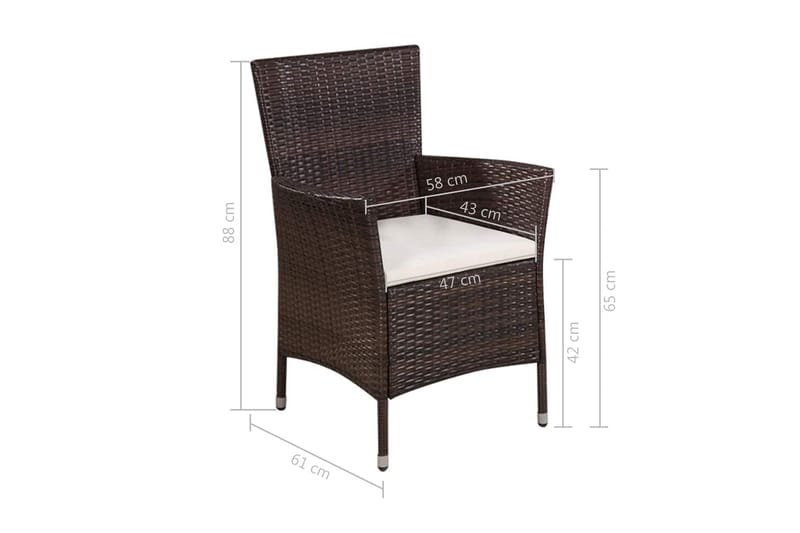 Bistrosæt 3 Dele Polyrattan Brun - Brun - Havemøbler - Udendørsgruppe - Cafesæt