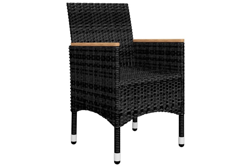 bistrosæt til haven 3 dele polyrattan og hærdet glas sort - Sort - Havemøbler - Udendørsgruppe - Cafesæt