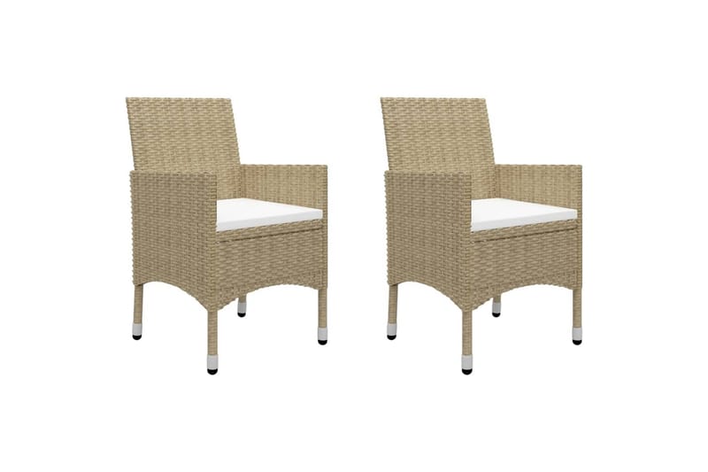 bistrosæt til haven 3 dele polyrattan og hærdet glas beige - Beige - Havemøbler - Udendørsgruppe - Cafesæt