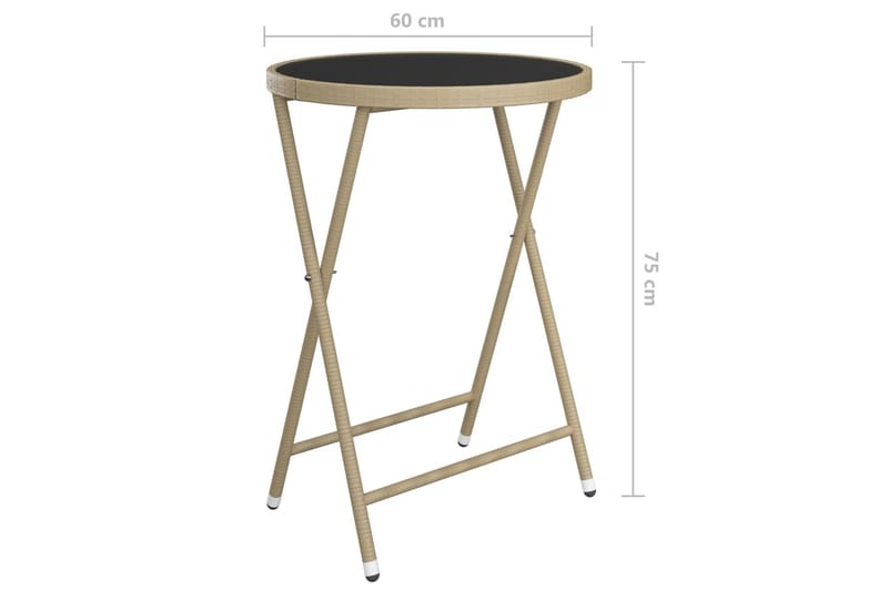bistrosæt til haven 3 dele polyrattan og hærdet glas beige - Beige - Havemøbler - Udendørsgruppe - Cafesæt