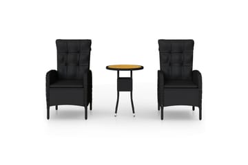 bistrosæt til haven 3 dele polyrattan sort - Sort - Havemøbler - Udendørsgruppe - Cafesæt