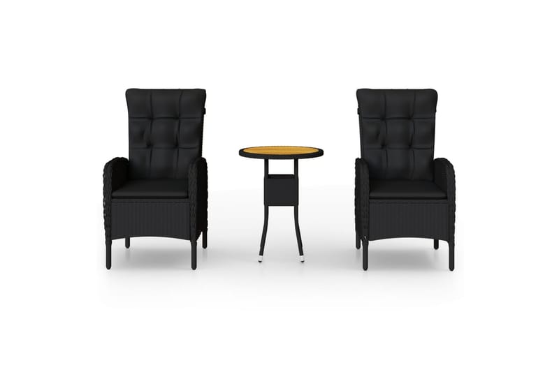 bistrosæt til haven 3 dele polyrattan sort - Sort - Havemøbler - Udendørsgruppe - Cafesæt
