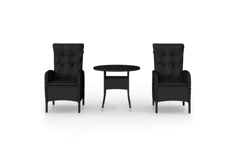 bistrosæt til haven 3 dele polyrattan sort - Sort - Havemøbler - Udendørsgruppe - Cafesæt