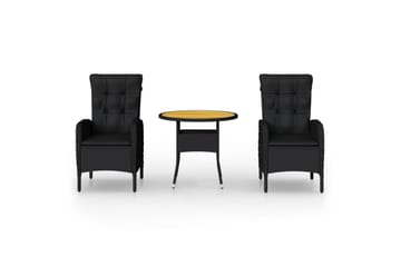 bistrosæt til haven 3 dele polyrattan sort - Sort - Havemøbler - Udendørsgruppe - Cafesæt