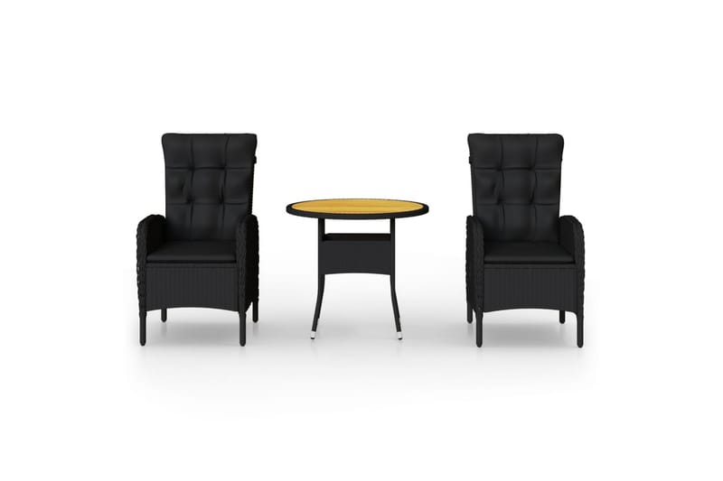 bistrosæt til haven 3 dele polyrattan sort - Sort - Havemøbler - Udendørsgruppe - Cafesæt