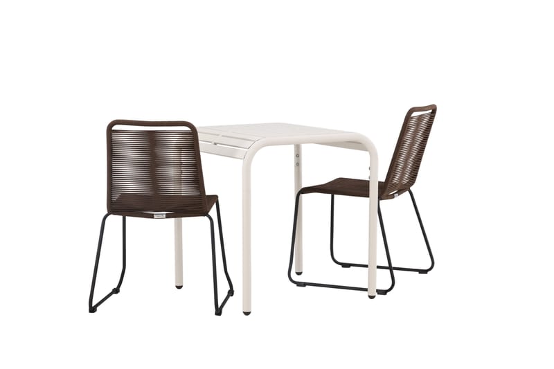 Borneo Cafésæt 70 cm + 2 Lindos Spisestole - Brun/Beige - Havemøbler - Balkon - Balkonmøbler - Altansæt
