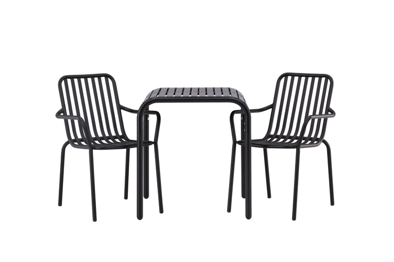 Borneo Cafésæt 70 cm + 2 Peking Armlænsstole - Sort - Havemøbler - Balkon - Balkonmøbler - Altansæt