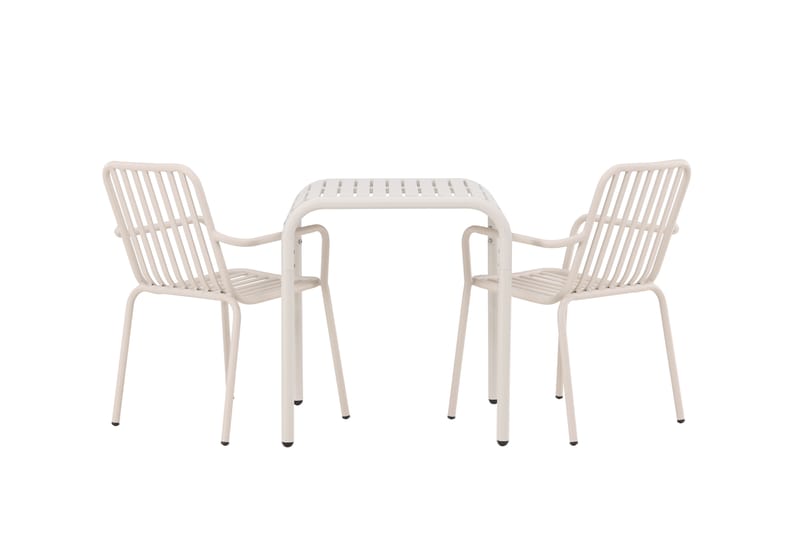 Borneo Cafésæt 70 cm + 2 Peking Armlænsstole - Beige - Havemøbler - Balkon - Balkonmøbler - Altansæt