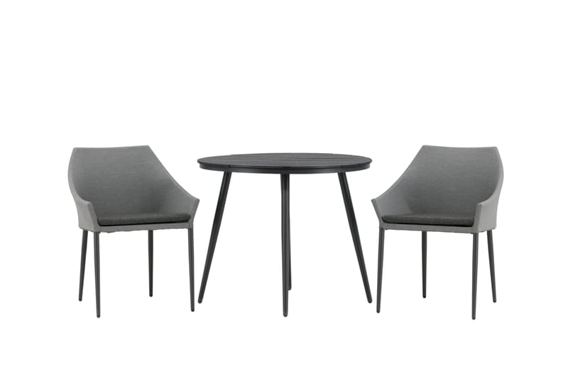 Break Caférupp Rund 90 cm + 2 Spoga Spisestol, Grå/Sort