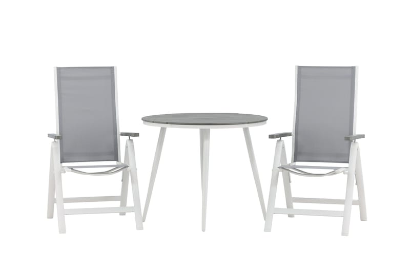 Break Cafesæt Rund 90 cm + 2 Albany Positionstol, Hvid/Grå