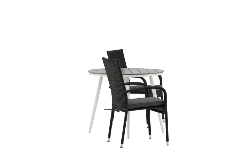 Break Cafesæt Rund 90 cm + 2 Anna Spisestol - Sort/Grå - Havemøbler - Balkon - Balkonmøbler - Altansæt