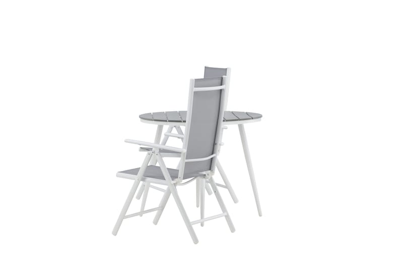 Break Cafesæt Rund 90 cm + 2 Break Positionsstolee - Hvid/Grå - Havemøbler - Balkon - Balkonmøbler - Altansæt