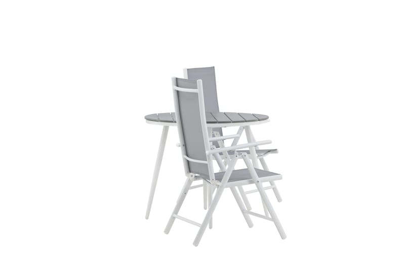 Break Cafesæt Rund 90 cm + 2 Break Positionsstolee - Hvid/Grå - Havemøbler - Balkon - Balkonmøbler - Altansæt