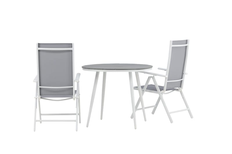 Break Cafesæt Rund 90 cm + 2 Break Positionsstolee - Hvid/Grå - Havemøbler - Balkon - Balkonmøbler - Altansæt
