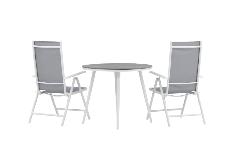 Break Cafesæt Rund 90 cm + 2 Break Positionsstolee - Hvid/Grå - Havemøbler - Balkon - Balkonmøbler - Altansæt
