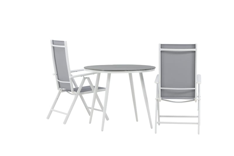 Break Cafesæt Rund 90 cm + 2 Break Positionsstolee - Hvid/Grå - Havemøbler - Balkon - Balkonmøbler - Altansæt