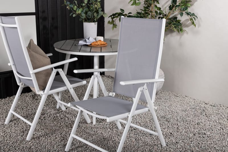 Break Cafesæt Rund 90 cm + 2 Break Positionsstolee - Hvid/Grå - Havemøbler - Balkon - Balkonmøbler - Altansæt