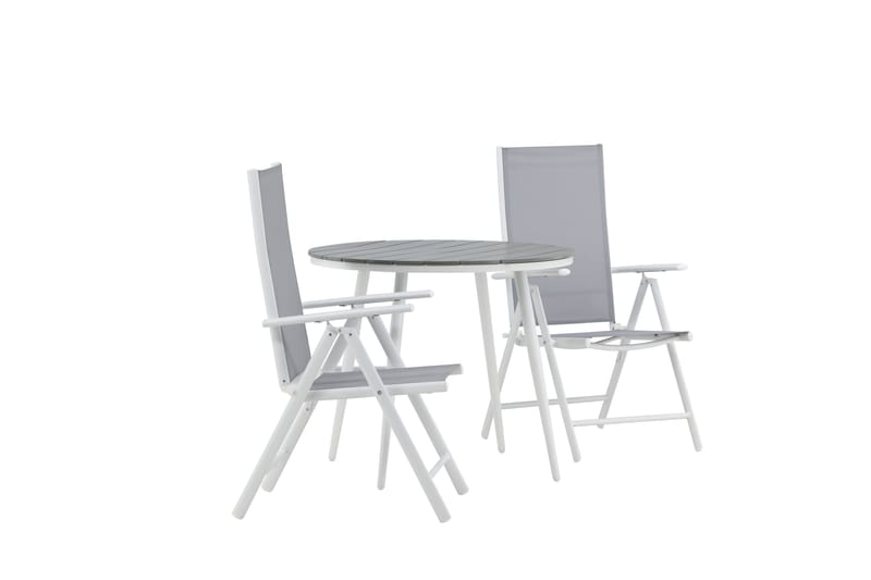 Break Cafesæt Rund 90 cm + 2 Break Positionsstolee - Hvid/Grå - Havemøbler - Balkon - Balkonmøbler - Altansæt