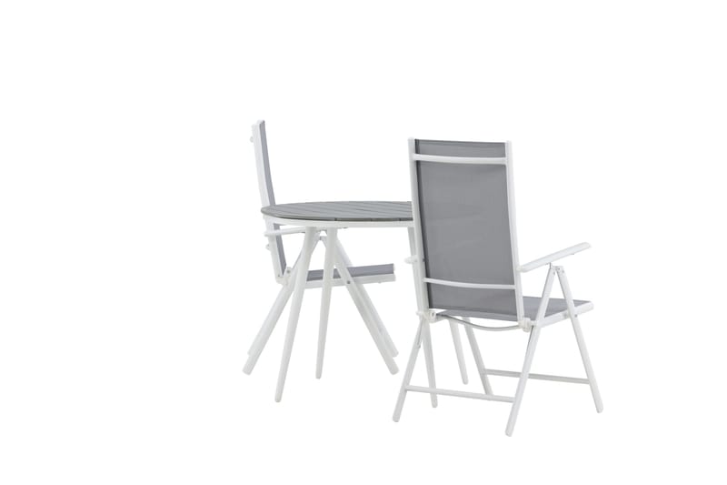 Break Cafesæt Rund 90 cm + 2 Break Positionsstolee - Hvid/Grå - Havemøbler - Balkon - Balkonmøbler - Altansæt