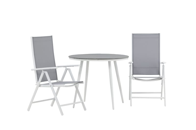 Break Cafesæt Rund 90 cm + 2 Break Positionsstolee - Hvid/Grå - Havemøbler - Balkon - Balkonmøbler - Altansæt