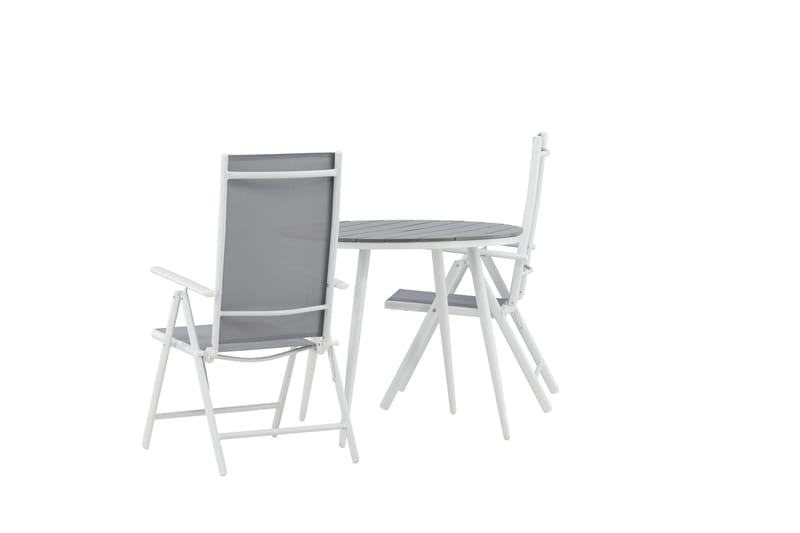 Break Cafesæt Rund 90 cm + 2 Break Positionsstolee - Hvid/Grå - Havemøbler - Balkon - Balkonmøbler - Altansæt
