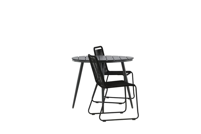 Break Cafesæt Rund 90 cm + 2 Lindos Stabelbar stol - Venture Home - Altansæt - Cafesæt