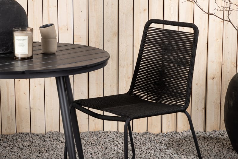 Break Cafesæt Rund 90 cm + 2 Lindos Stabelbar stol - Venture Home - Altansæt - Cafesæt