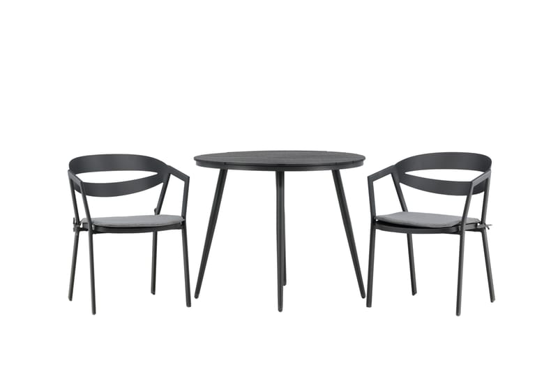 Break Cafesæt Rund 90 cm + 2 Slit Spisestol - Sort - Havemøbler - Balkon - Balkonmøbler - Altansæt