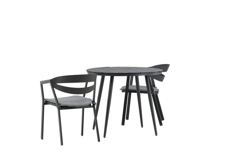 Break Cafesæt Rund 90 cm + 2 Slit Spisestol - Sort - Havemøbler - Balkon - Balkonmøbler - Altansæt