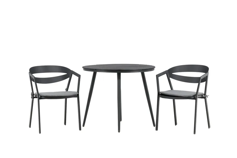 Break Cafesæt Rund 90 cm + 2 Slit Spisestol, Sort