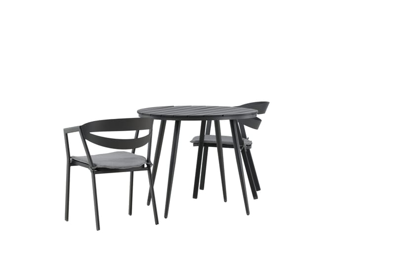 Break Cafesæt Rund 90 cm + 2 Slit Spisestol - Sort - Havemøbler - Balkon - Balkonmøbler - Altansæt