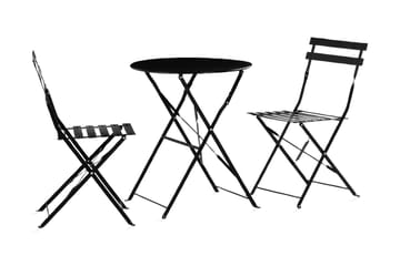 Brunshuse Cafésæt 60 cm Rund + 2 Klapstole - Sort - Havemøbler - Udendørsgruppe - Cafesæt