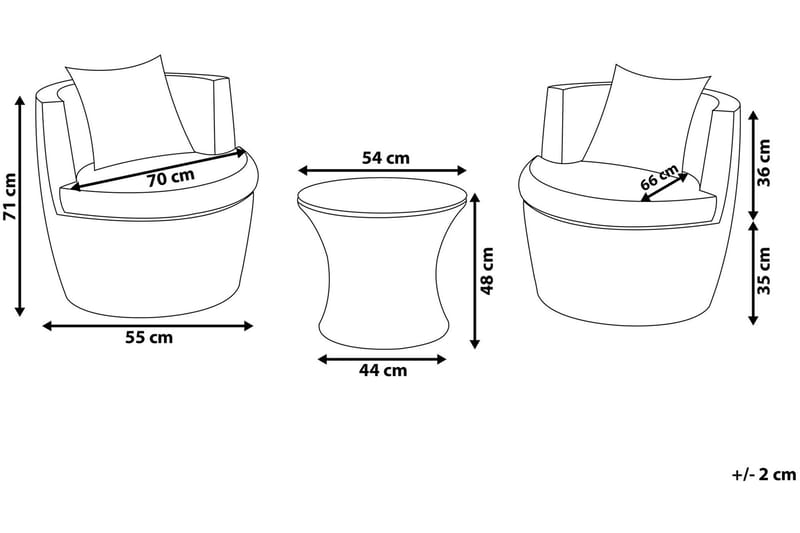 Capri Balkonmøbler 54 cm - Grå - Havemøbler - Udendørsgruppe - Cafesæt