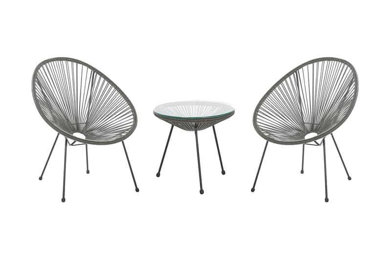Cayaco Balkonsæt 70 cm + 2 Stole - Polyrattan/Mørkegrå - Havemøbler - Udendørsgruppe - Cafesæt