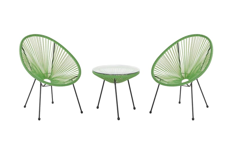 Cayaco Balkonsæt 70 cm + 2 Stole - Polyrattan/Grøn - Havemøbler - Udendørsgruppe - Cafesæt