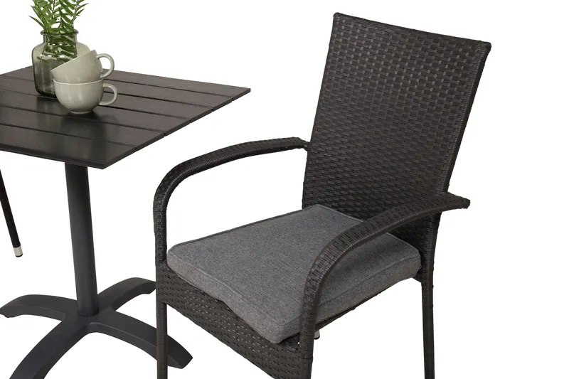 Colorado Cafésæt 70 cm + 2 Anna Armstole - Sort - Havemøbler - Balkon - Balkonmøbler - Altansæt