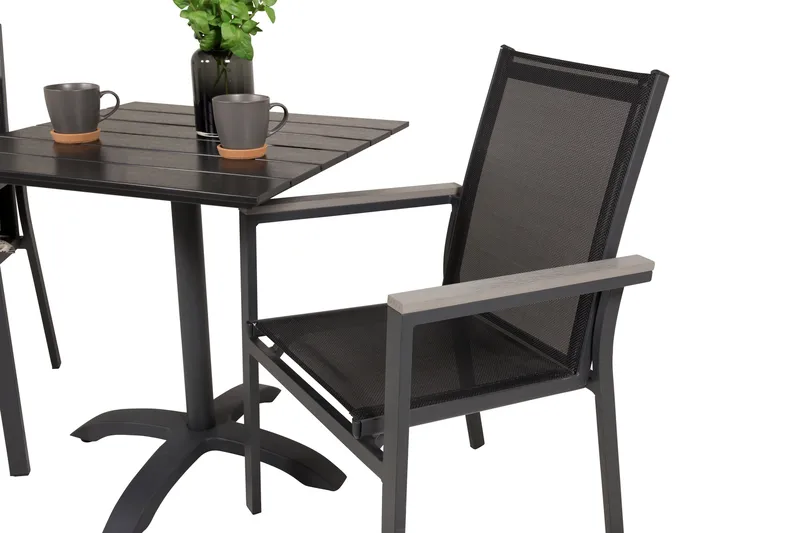 Colorado Cafésæt 70 cm + 2 Parma Armstole - Sort - Havemøbler - Balkon - Balkonmøbler - Altansæt